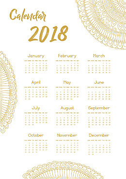 欧式花纹装饰2018年台历