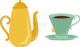 矢量茶壶茶杯泡茶包