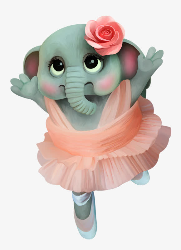 头戴大花的小象