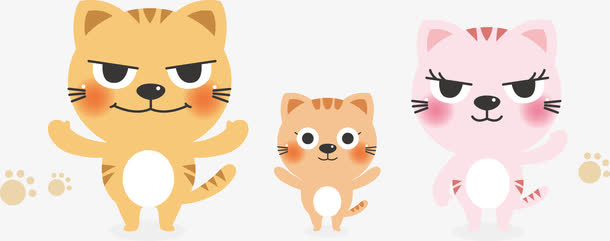 卡通可爱动物猫一家