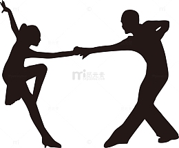 黑色卡通拉丁舞剪影