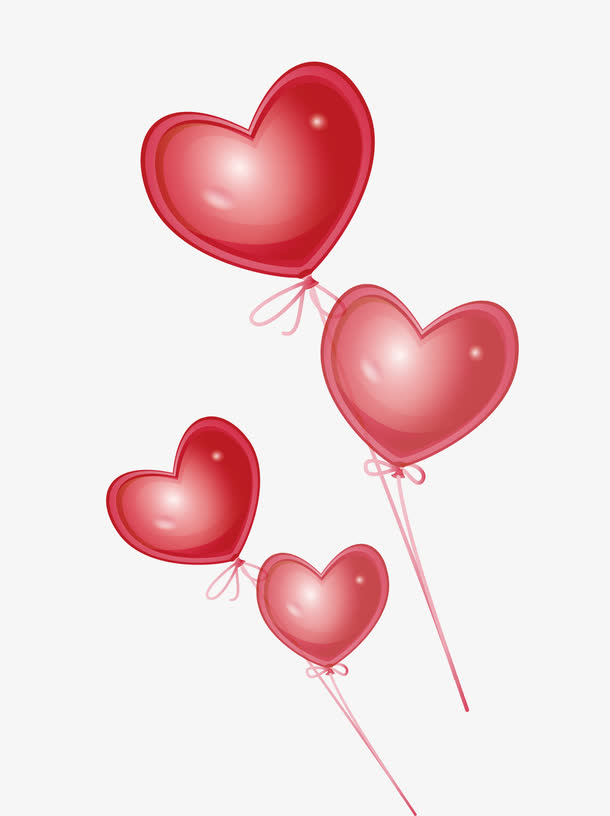 卡通红色心形气球