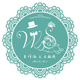 蓝绿色圆形花边图案