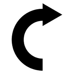 右转弧形黑色线性箭头