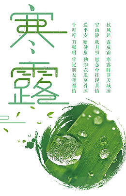 二十四节气寒露小清新海报设计