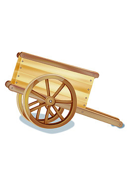 一辆木质小推车