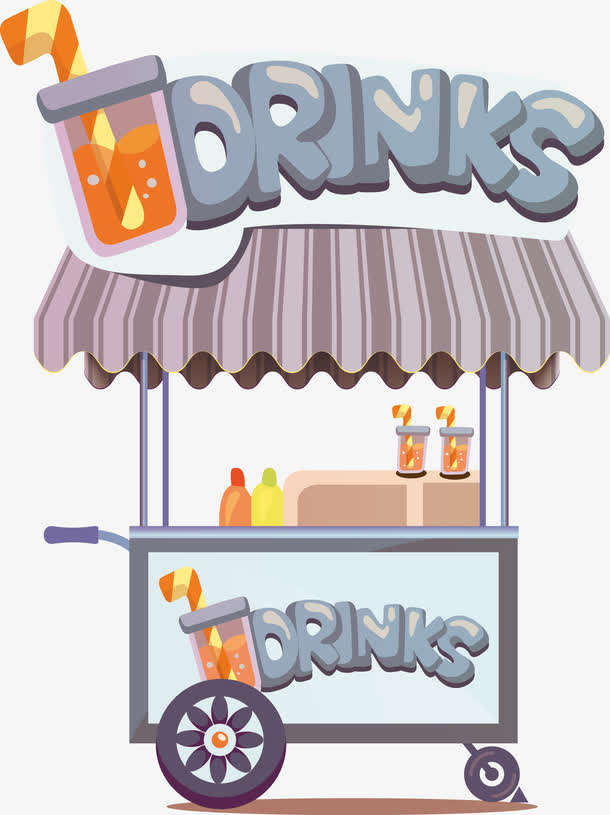 矢量饮料美食摊位