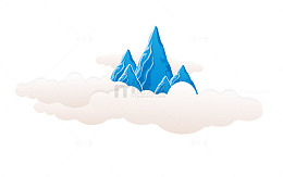 卡通手绘云雾缭绕的高山