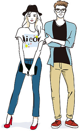 手绘 线描 线条 时尚服饰 走