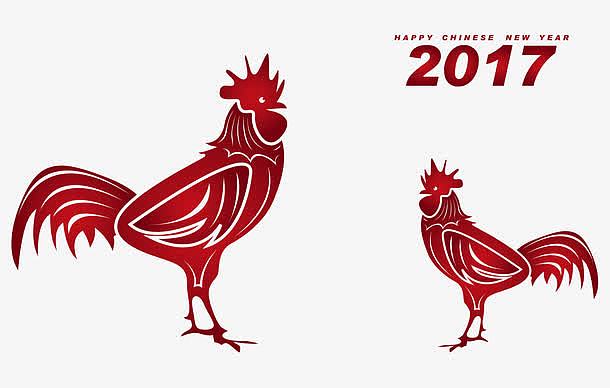 新年2017公鸡卡通手绘