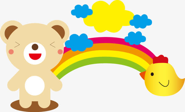 手绘彩虹小熊云朵