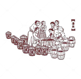古代酿酒图插图元素