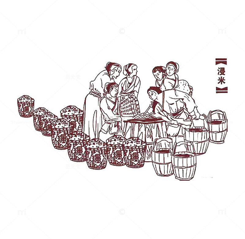 古代酿酒图插图元素