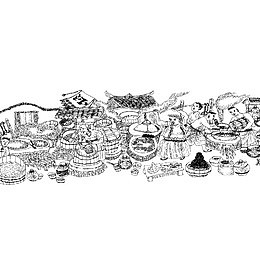 古代酿酒图插图元素