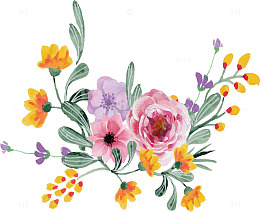 浪漫手绘水彩花束