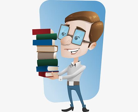 卡通手绘戴眼镜拿书男人