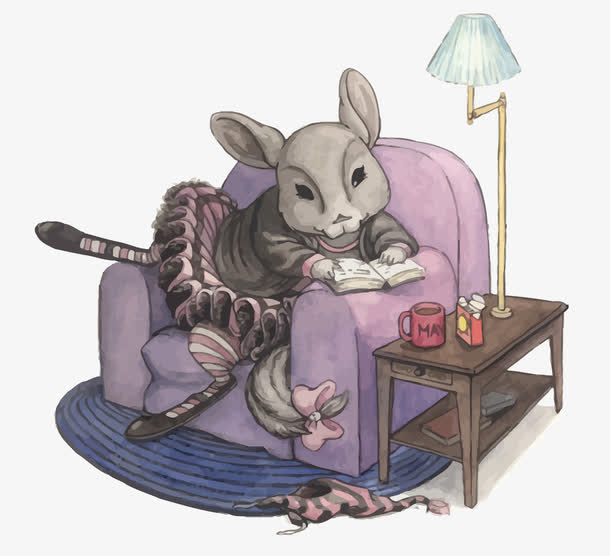 矢量看书的老鼠