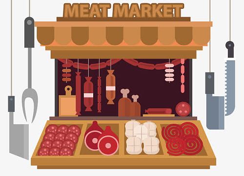卡通矢量肉店