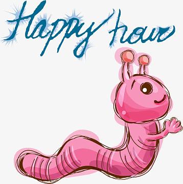 红色矢量可爱毛毛虫