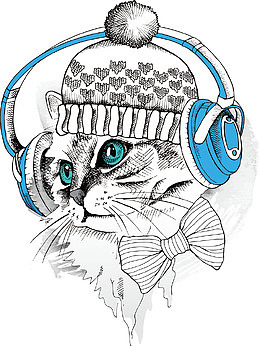素描小猫矢量图