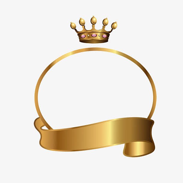 金色皇冠飘带边框