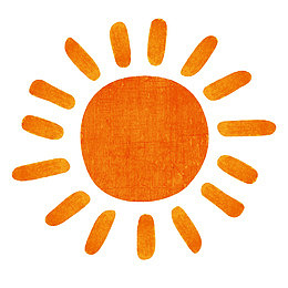 橙色手绘太阳矢量素材