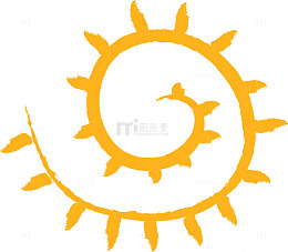 橙色手绘太阳矢量素材
