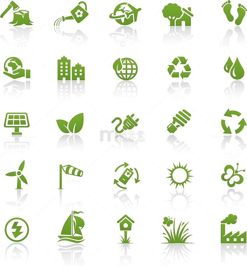 绿色生态环保类型图标