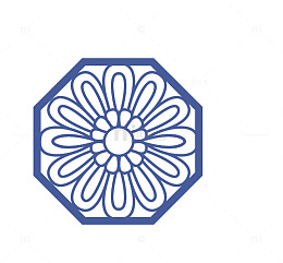 蓝色雕花窗素材