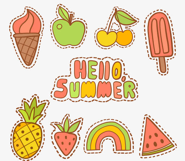 夏日手绘装饰元素