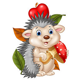 拿着红色蘑菇的鱼