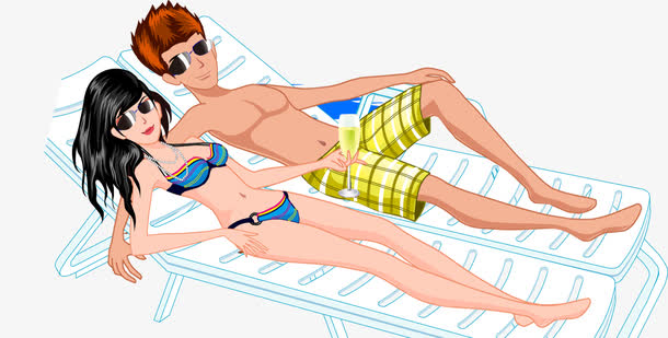 晒太阳的男女素材免费下载_觅元素