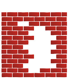 红色格子墙体建筑图