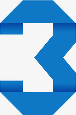 蓝色折纸效果数字3