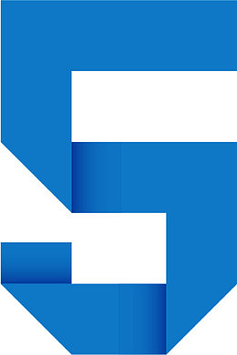 蓝色折纸效果质感数字5