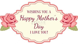 母亲节手绘蔷薇花标签