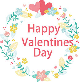 彩色花卉情人节贺卡矢量素材