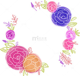 水彩手绘花环