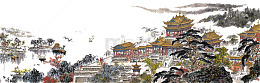 滕王阁全景长轴国画