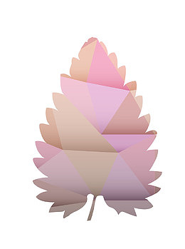 矢量红色几何渐变榆树叶形状装饰