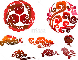 中国风红色渐变云纹