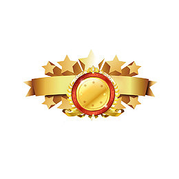 金色星星徽章立体图形
