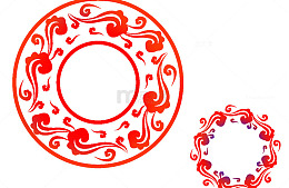 中国风矢量红色云纹