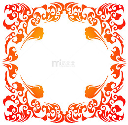 国风红色渐变云纹边框