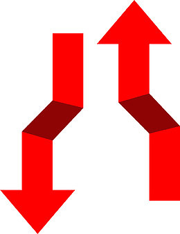 红色上下双箭头