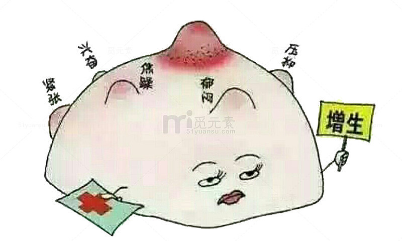 女性乳房增生卡通图片