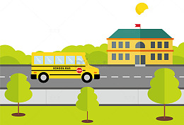 去学校路上的黄色校车