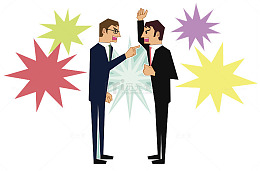 争吵打斗中的两个男人