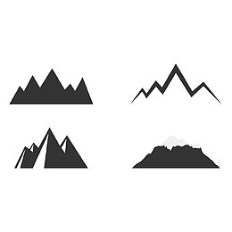 矢量扁平简易黑色山丘标志