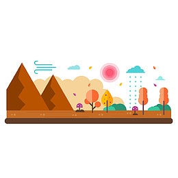 矢量彩色山丘树林风景